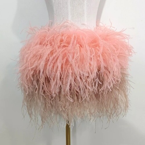 Ostrich Feather Multicolor Mini Skirt Elastic Sexy Club Party Dance Rave Skirt - Bild 2 von 62
