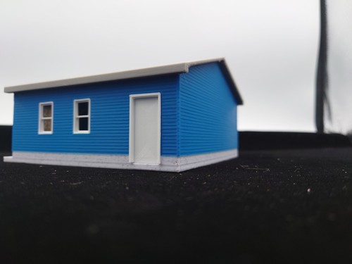 Updated! 1:64 Scale-RH Door-Blue Two 2 Car Garage w/ Movable Door and Roof - Picture 4 of 8