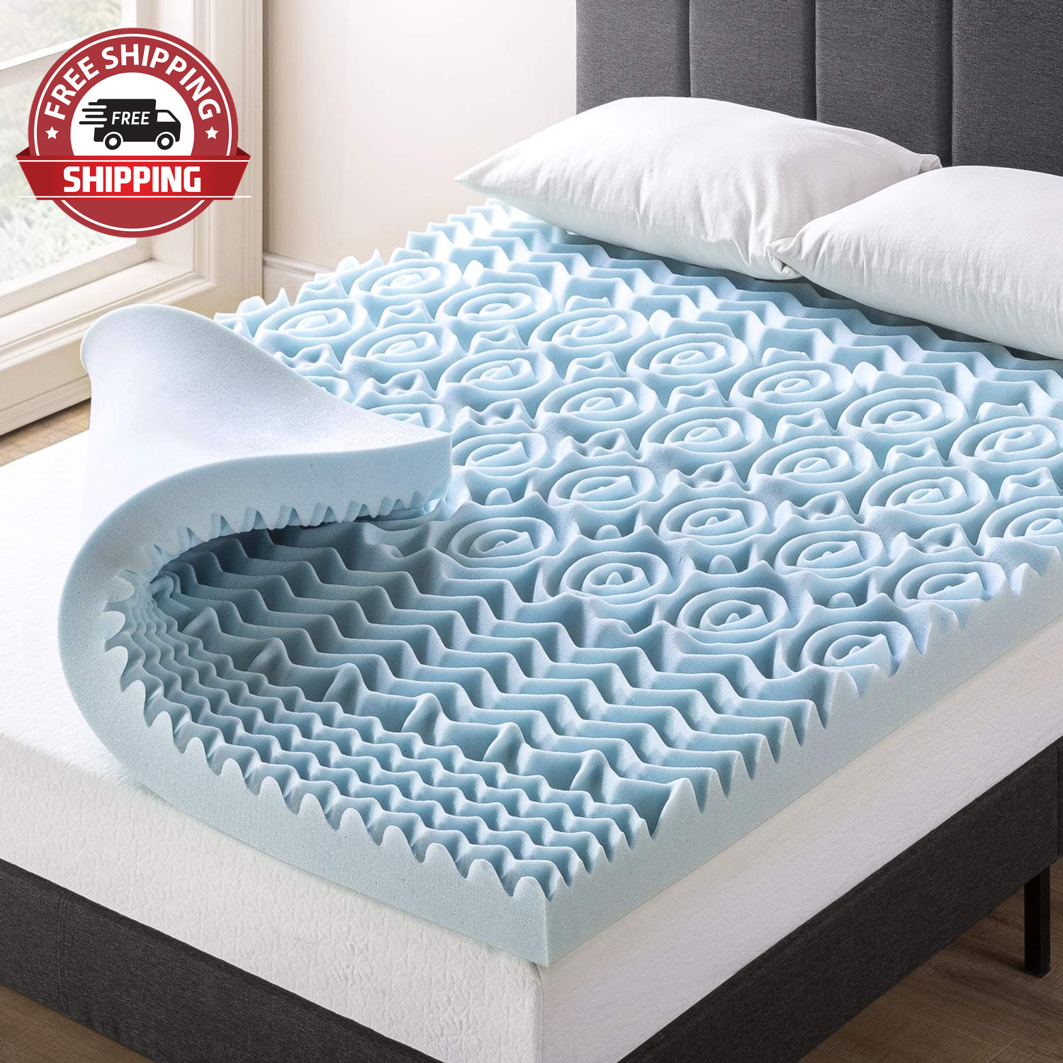 4 Inch 5-Zone Memory Foam Mattress Topper, Cooling Gel Infusion
