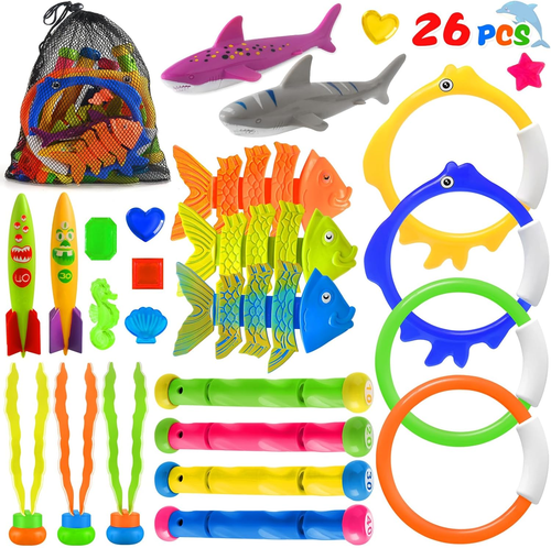 26 Pcs Diving Pool Toys for Kids, Swimming Underwater Pool Toys for Ages 4-8, Su - Picture 9 of 12