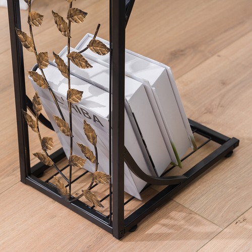 2er Set Blatt Beistell Sofa Beistelltisch Holzplatte Metallgestell Couch Beistell C Form - Bild 2 von 7