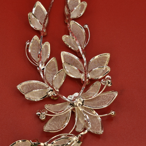 Collar Christina Tono Plata Estrás Flor y Hoja Vid + 2 Pendientes Colgantes - Imagen 9 de 24