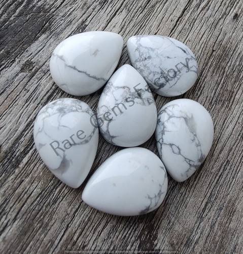 100% Natural Howlite Pear Shape Cabochon  Wholesale Gemstones Lot 3x5mm-18x25mm - Picture 9 of 10