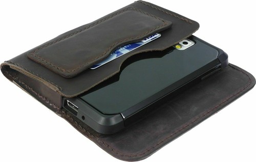 FUNDA CLÁSICA FUNDA DE CUERO ARTESANAL CON 2 BOLSILLOS PARA TARJETAS PARA IPHONE - Imagen 4 de 58