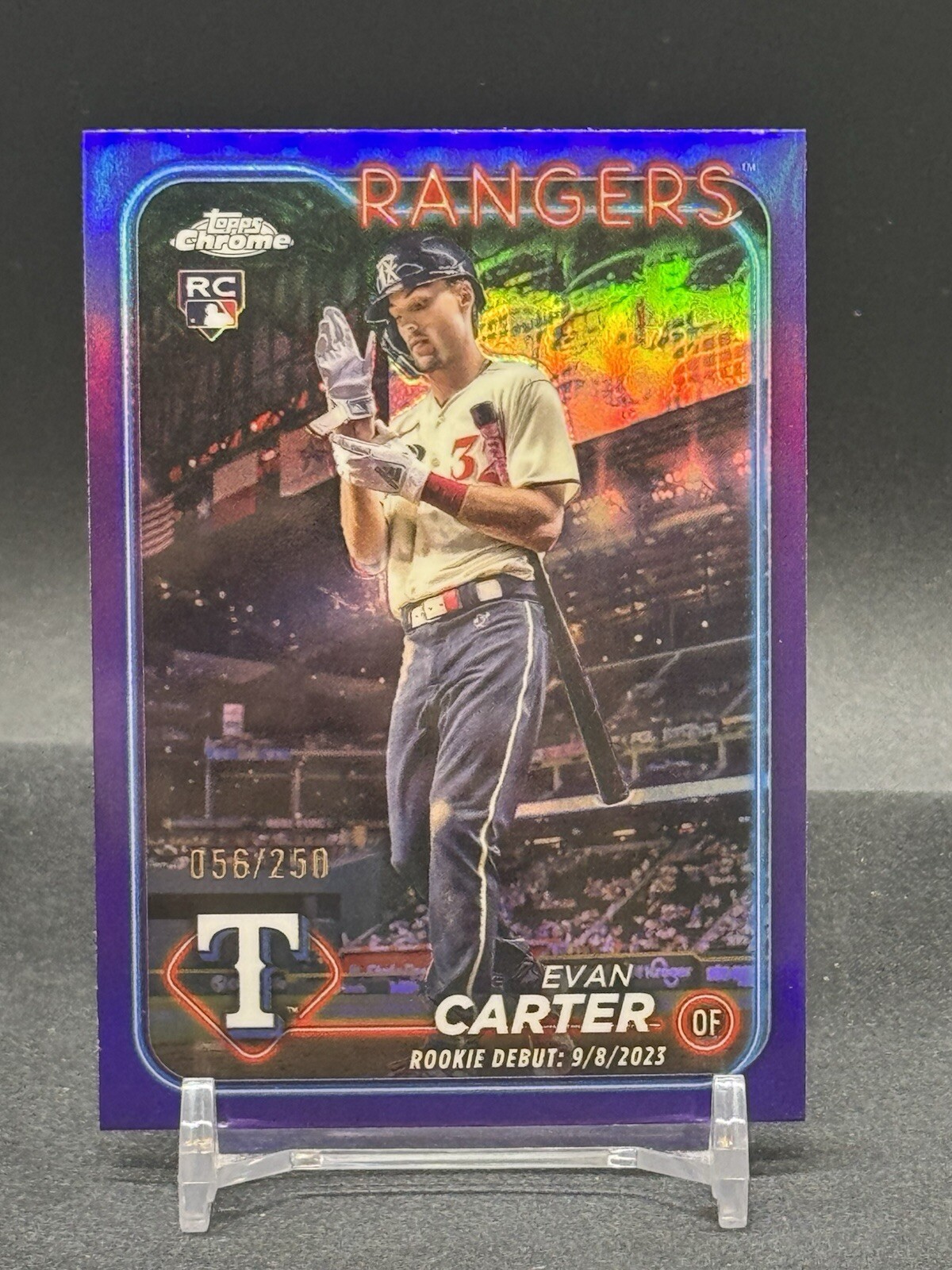 2024 Topps Chrome Update EVAN CARTER RC Purple Refractor /250 - Rangers #USC199