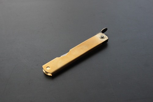 Higonokami Taschenmesser blau 2 Warikomi 75mm Mitsuo Saku Messinggriff USA - Bild 7 von 7