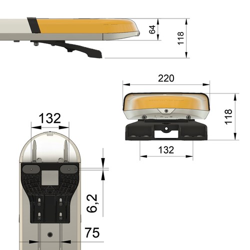 Barra de advertencia LED ASTERO - 119 cm con parte central - amarillo - Imagen 6 de 11