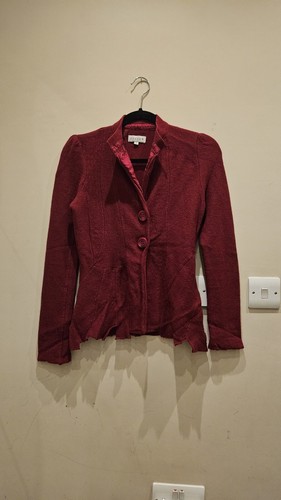 Jigsaw Lambswool Cashmere Asymmetrical Vintage Cardigan Size Small 8