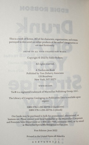 Eddie Robson Drunk on All Your Strange New Words 2022 Uncorrected Proof, ARC - Picture 3 of 3