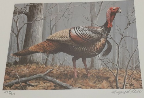 ARKANSAS~1985~FIRST WILD TURKEY~MAYNARD REECE~LE 1.500~W/2 STAMPS, ONE SIGNED - Bild 2 von 5