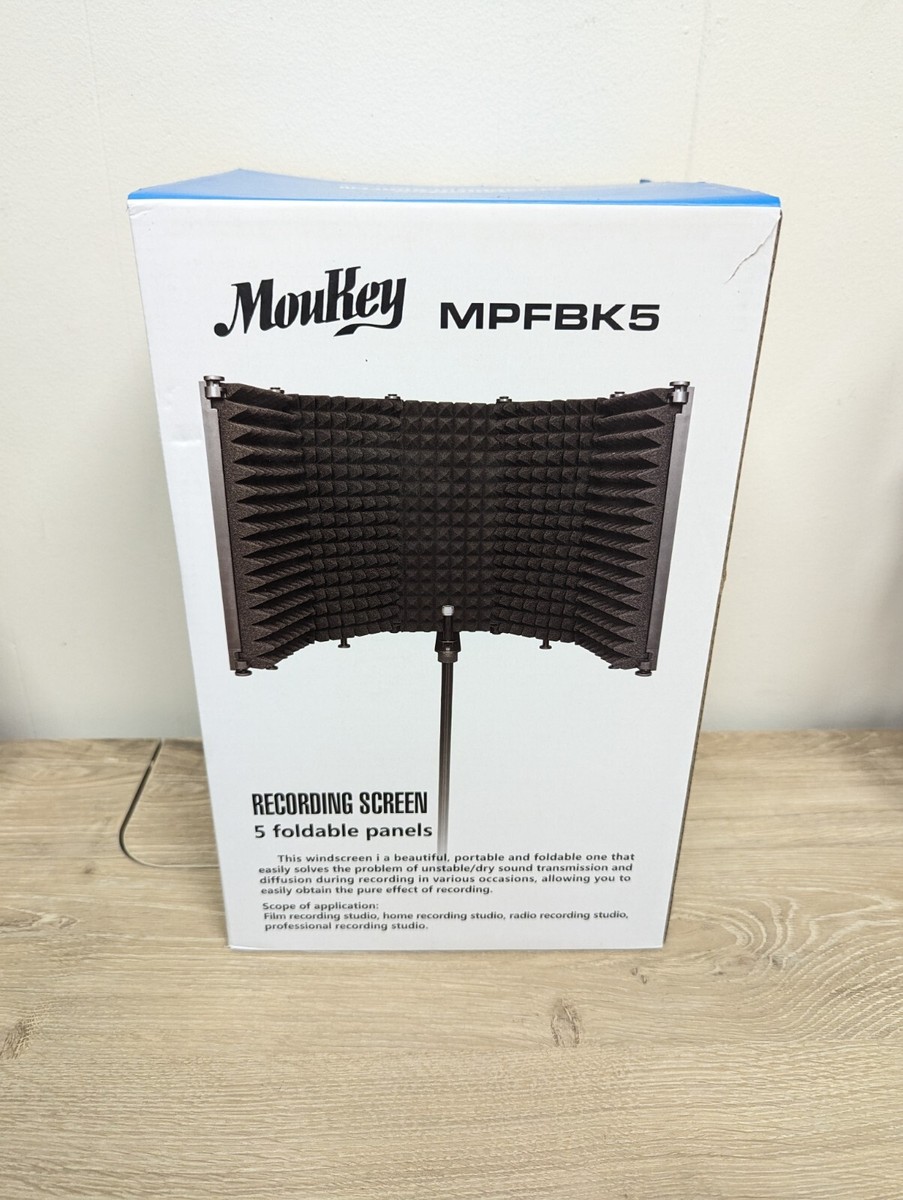 Moukey Microphone Isolation Shield Foldable Mic Shield w Triple