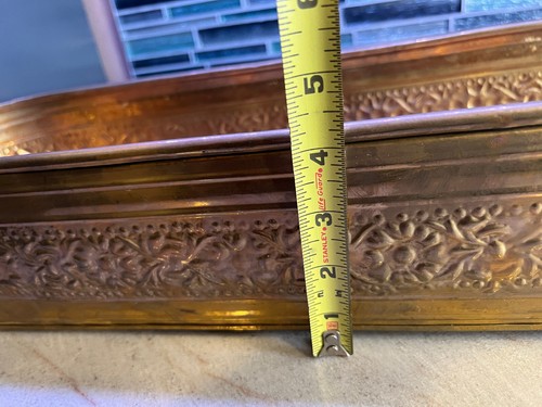 Vintage 29.5 inches LONG Unique Embossed Solid Brass Planter Trough Flower Pot - Bild 6 von 14