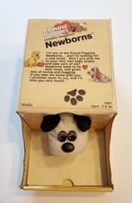 Vintage 1985 Pound Puppies Newborn White spots Red Bow Plush Puppy Dog Tonka