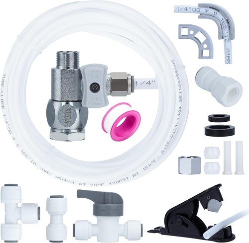 Refrigerator Water Line Kit Connection and 1/4 Compression Ice Maker ...