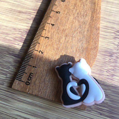 Black And White Cat Heart Tail~Cat Lover ๐โโฌ Shoe Charm - Picture 3 of 14