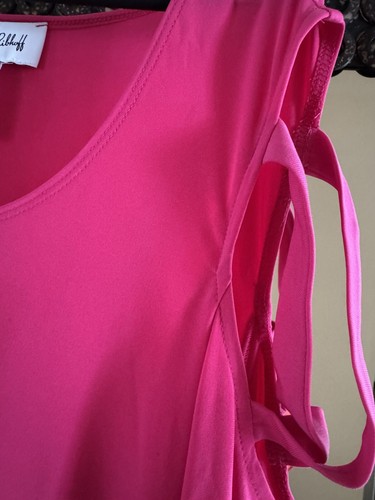 Joseph Ribkoff Cut-out Shoulder Top, NWT, 3/4 Sleeve In Dazzle Pink, 16 - Picture 7 of 8