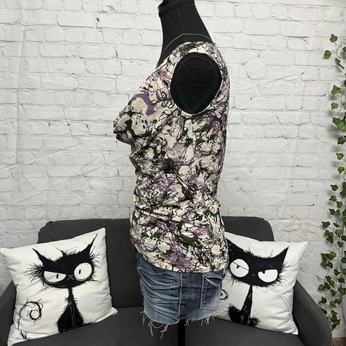 Y2K Mexx floral cowl neck layered mesh top size m - Picture 4 of 7