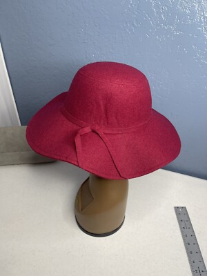 ISA & STEF maroon wool wide brim floppy harvest hat with  display picture 3