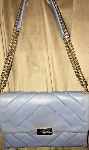 Carolina Herrera light Purple Leather Flap Push-lock Gold chain Shoulder Bag