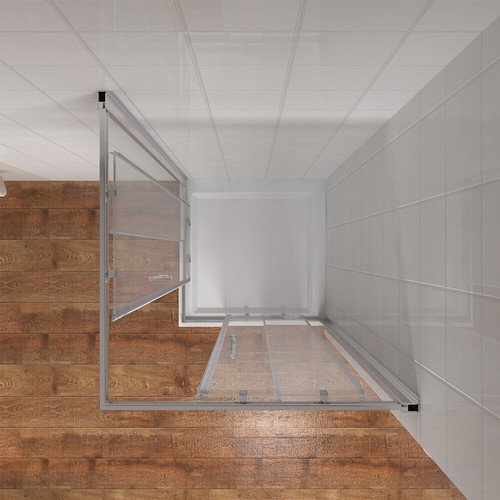 Corner Entry Shower Enclosure and Tray Cubicle Glass Sliding Hinge Door Walk In - Picture 8 of 12