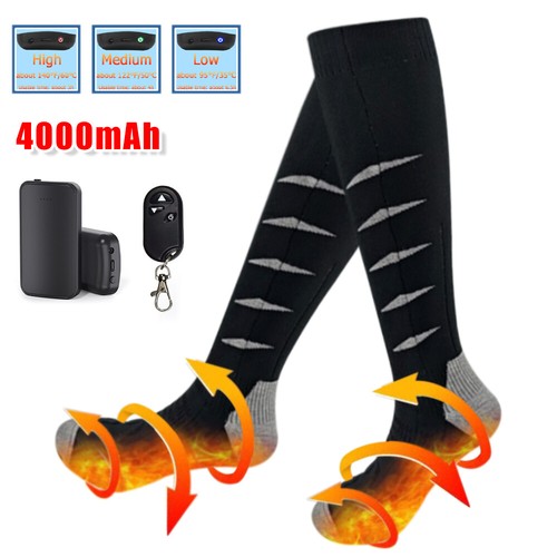1 Pair 4000mAh Winter Electric Heated Sock Thermal Skiing Outdoor Feet Warmer - Picture 14 of 87