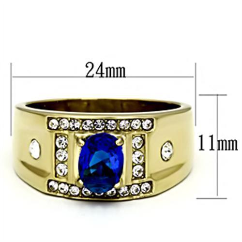 Herren Saphir Ring Gold CZ 18kt 18kt Pinky Siegelring oval blau - Bild 2 von 4