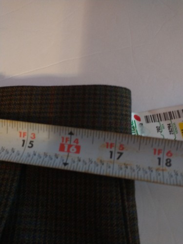 Sette Ponti Wool Dress Parts Slacks. Dark Blue Brown Check Pleated Cuffed 34x30 - Bild 11 von 12