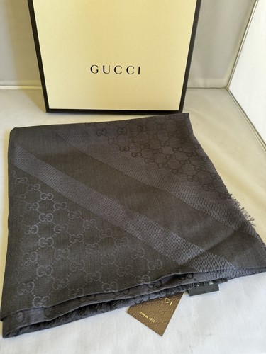 GUCCI Schal Tuch GG Guccissima 140x140 cm Wolle Seide Neu Mit Etikett Im Karton - Bild 9 von 11