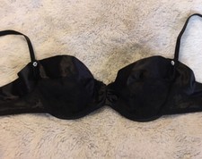 Vintage Christian Dior Intimates Black Satin Lace U/W Bra Dior Lingerie 36C RARE