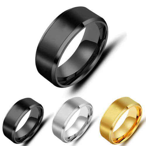 Mens Titanium Stainless Steel Ring Promise Engagement Wedding Ring Band Size7-13 - Zdjęcie 1 z 15
