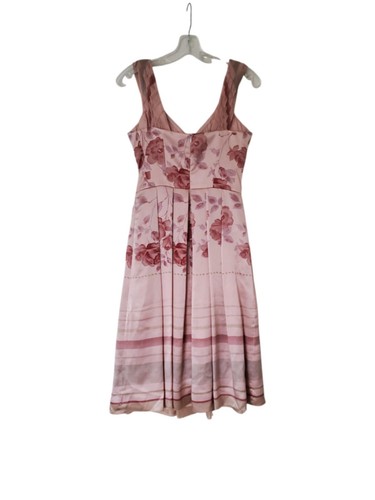 Teri Jon Womens Dress XS/S Pink Pastels Floral Striped Shirring Pleated NEW $180 - Picture 13 of 14
