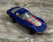 Vintage YAT MING Corvette Sting Ray #1080 Blue Diecast Car Hong Kong 3279
