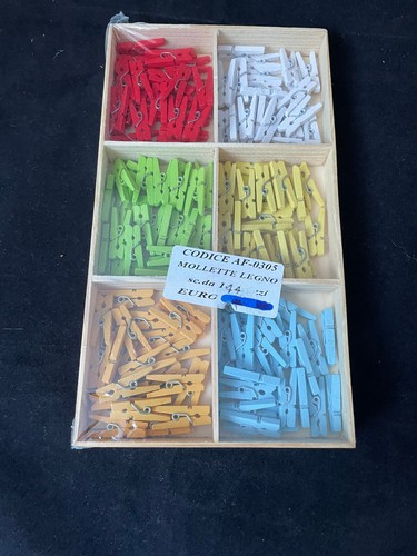 mollettine in legno colorate da 2,5cm, 144 pezzi in confezione, nuovo - Foto 2 di 9