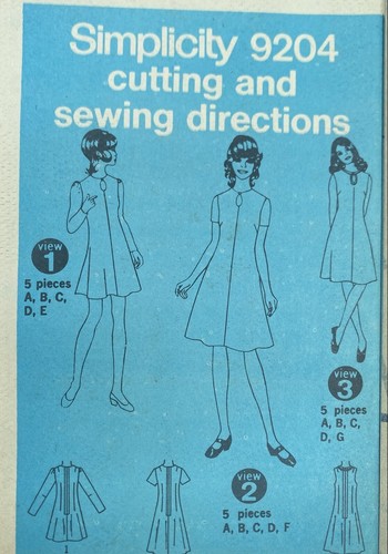 1970 Simplicity Pattern 9204 Misses' KEYHOLE  DRESS 3 SLEEVES  12 UNCUT VTG - Afbeelding 9 van 11