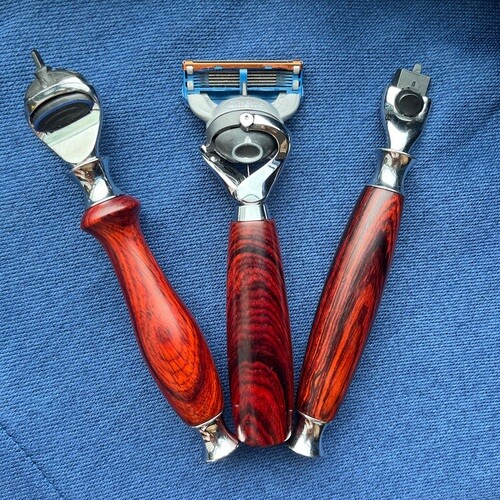 Custom handmade Hand grinding Precious wood A razor handle Solid wood handle - Bild 16 von 23