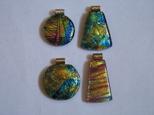 Dichroic glass pendants. One lot of four. Very beautiful high quality.