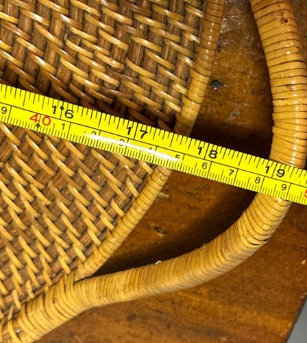 Pampered Chef Woven Selection Rattan Double Handled 17" Serving Tray Wood Bottom - Picture 8 of 8