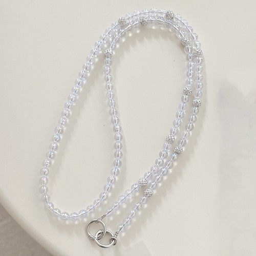 With Transparent Card Pearl Phone Lanyard Anti Loss Hanging Rope Wallet - Photo 10 sur 10