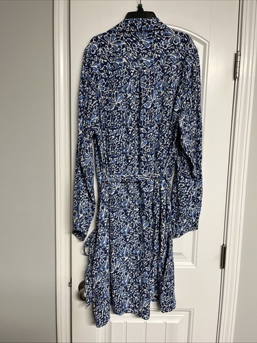 NWT WELL WORN Women's V-Neck Long Sleeves Dress BLUE XL BUTTON DOWN VISCOSE NEW - Picture 19 of 21