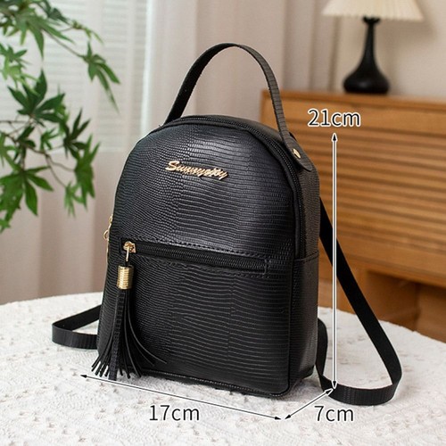 Solid Color Shoulder Bags Tassel Phone Pouch Women's Backpack Student - Picture 12 of 17
