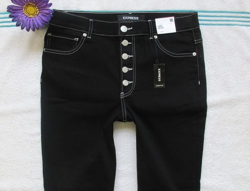 EXPRESS Jeans Size 12 Long Womens High Rise Black Denim Legging New - Bild 7 von 12