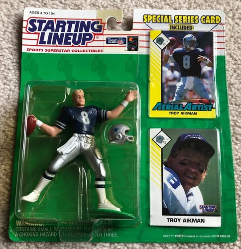 1993 STARTING LINEUP TROY AIKMAN NFL Action Figure New On Card Kenner 1993 “B” - Picture 3 of 12