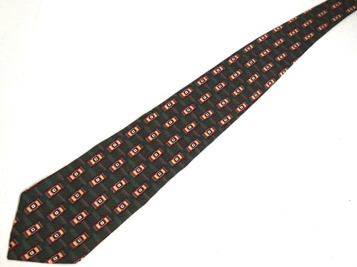 Alpert Nipon Mens Necktie Tie Forest Green Red Beige Geometric Wide Silk 60" - Picture 2 of 4