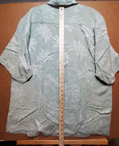 Jamaica Jaxx Mens Button Shirt XL Green Tropical Print Short Sleeve 100% Silk - Picture 5 of 11