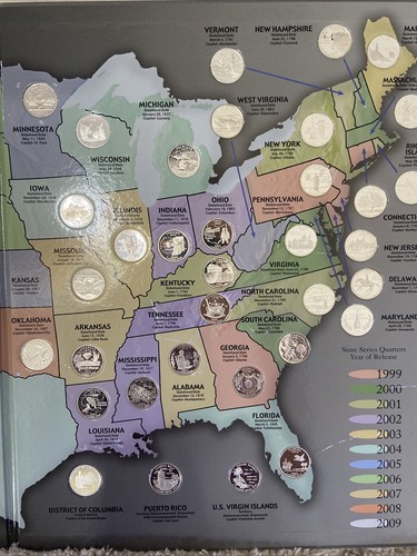 State Quarters Complete Silver Proof Set & Territories 90% Silver US map Many BU - Picture 5 of 12