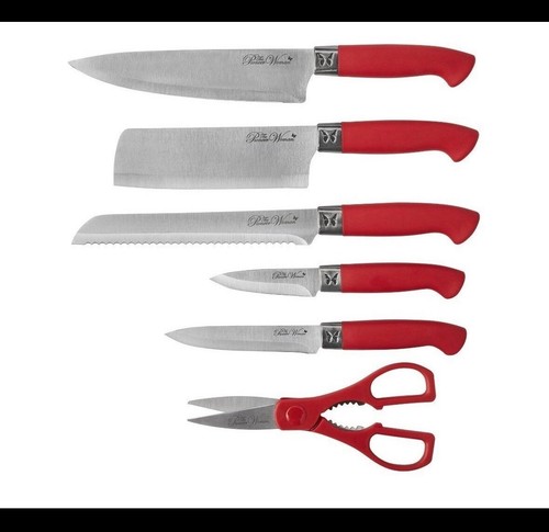 The Pioneer Woman Sweet Rose 11-Piece Stainless Steel Knife Block Set, Red - Bild 3 von 6