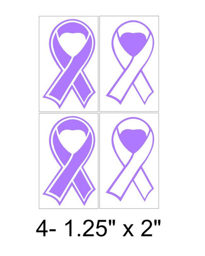 6 -2 lg & 4 SM Lavendel Bänder-HAUSTIERKREBS-Bewusstsein-Vinyl Aufkleber Sticker Katze Hund - Bild 3 von 3