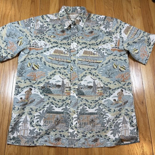 Reyn Spooner Dietrich Varez Hawaiian Shirt Men’s Large Aloha Hawaiian Ocean Fish - Picture 5 of 24
