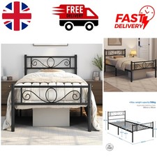 Image of Modern Metal Single Bed Frame 195x95 cm - Lightweight Metal with Steel Support