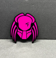 2x Predator Mask Alien Head Car Fender Badge Emblem Pink on Black 4x4 SUV